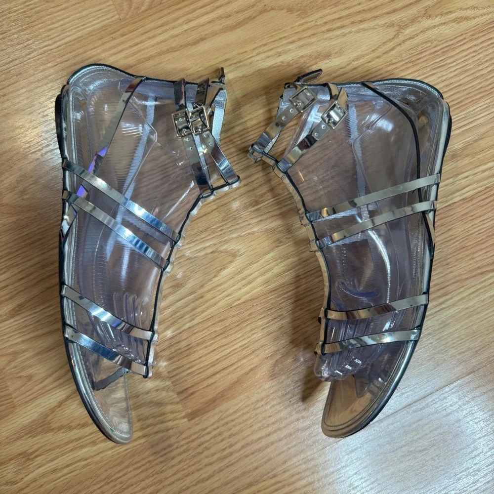 Tory Burch Women's Capri Gladiator Metallic Silver Sandals Size 9M
